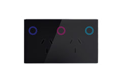 Smart Matter WiFi Power Socket GPO + 1 Gang Light Switch - Shadow Black (RGB Backlit Buttons)