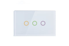 Smart Matter WiFi Light Switch 3 Gang - Frost White (RGB Backlit Buttons)