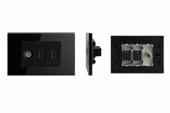 Matzier 2 HDMI + TV Coax Wall Plate | Premium Glass Multimedia Outlet - Shadow Black