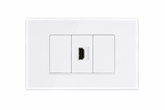 HDMI Wall Socket | Premium Glass Multimedia Outlet - Frost White