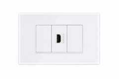 Matzier HDMI Wall Socket | Premium Glass Multimedia Outlet - Frost White