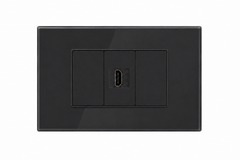 HDMI Wall Socket | Premium Glass Multimedia Outlet - Shadow Black