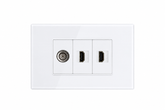 2 HDMI + TV Coax Wall Plate | Premium Glass Multimedia Outlet - Frost White