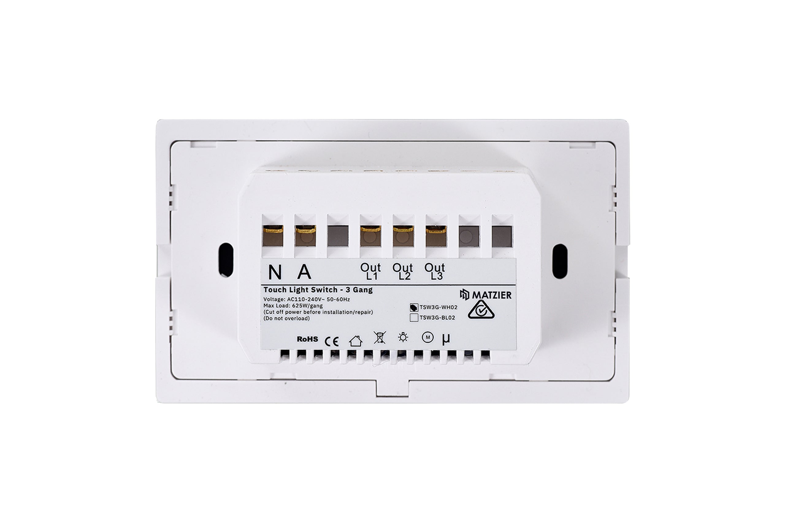 Smart Wifi Light Switch 3 Gang - Frost White