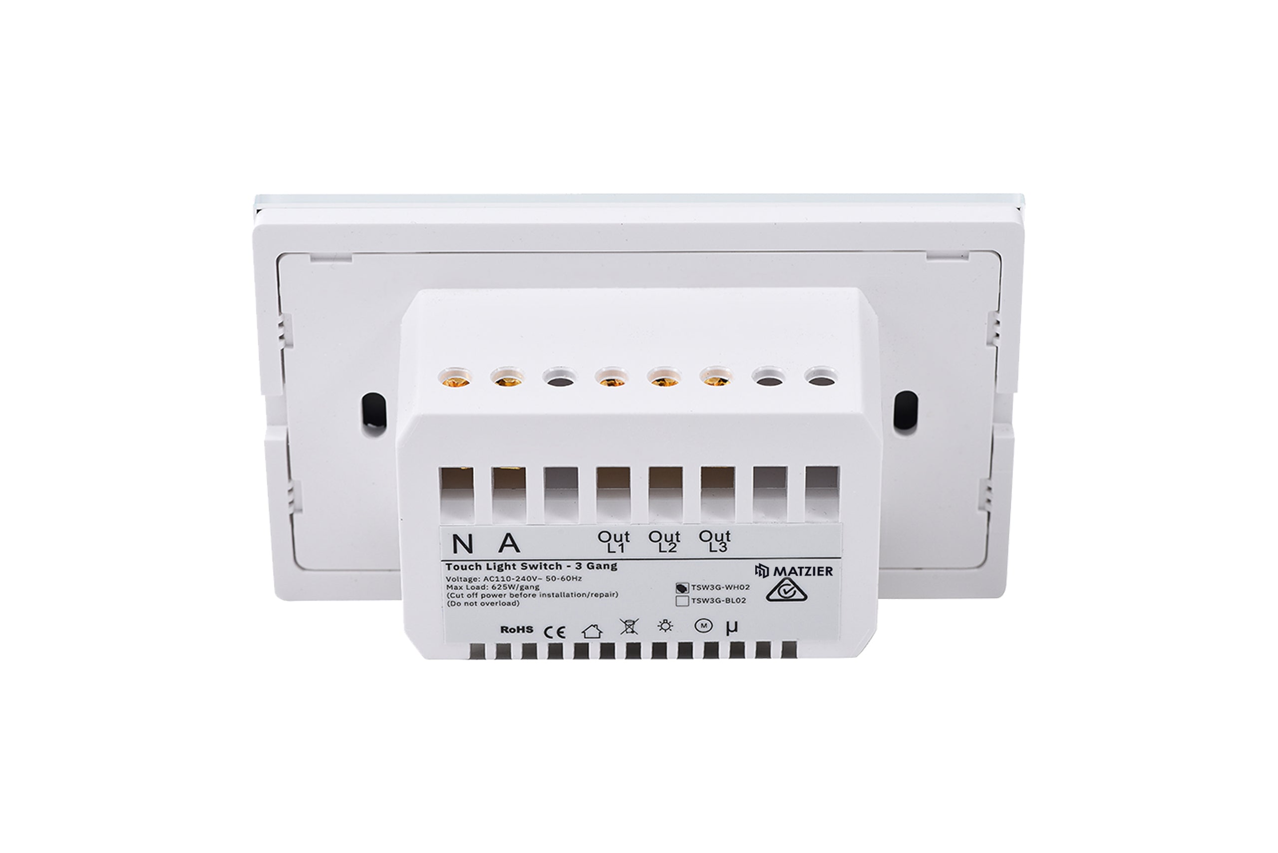 Touch Light Switch 3 Gang - Frost White