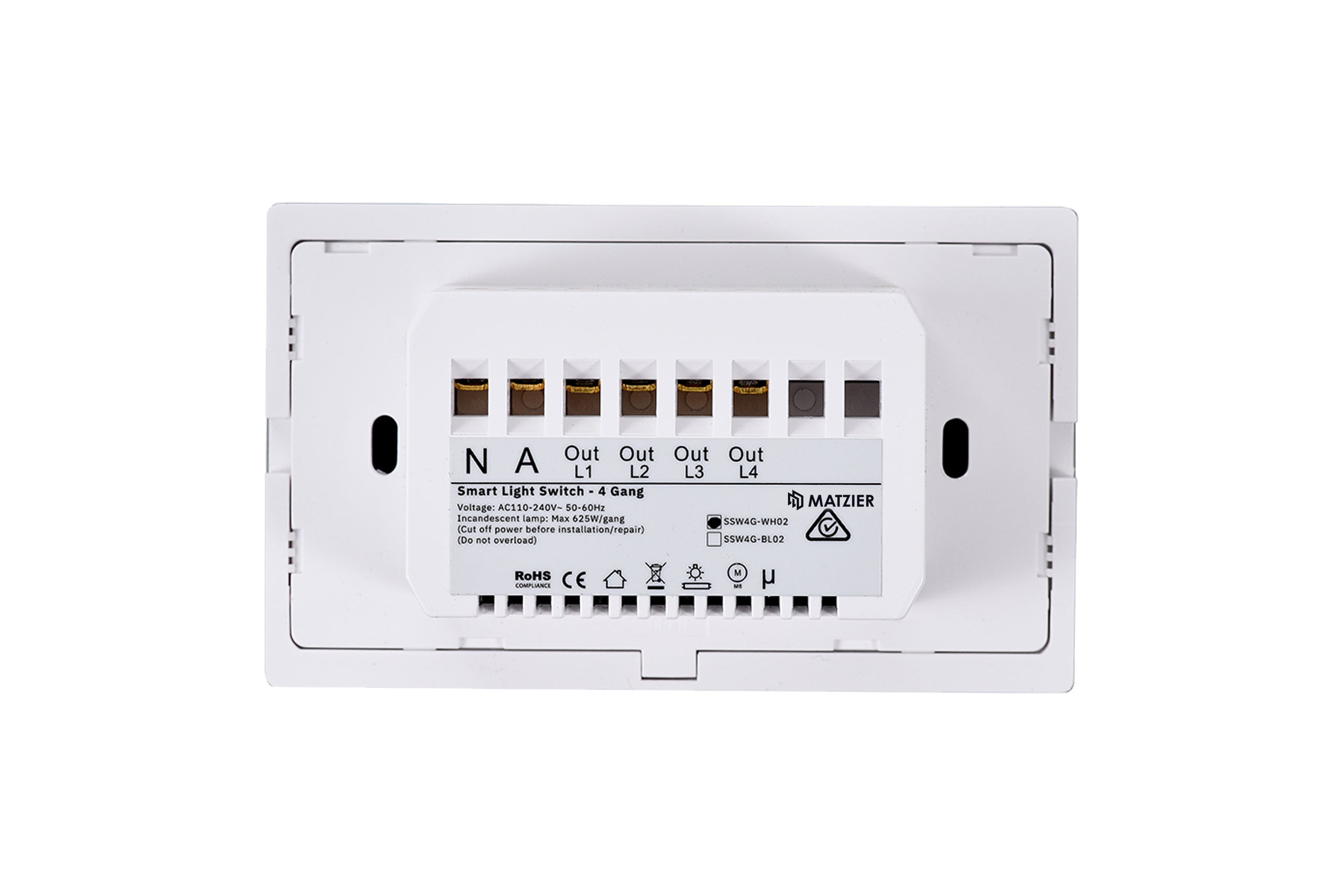 Smart Wifi Light Switch 4 Gang - Frost White - New Series