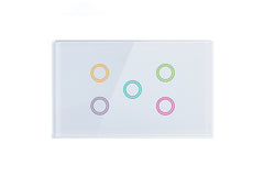 Smart Matter WiFi Light Switch 5 Gang - Frost White (RGB Backlit Buttons)