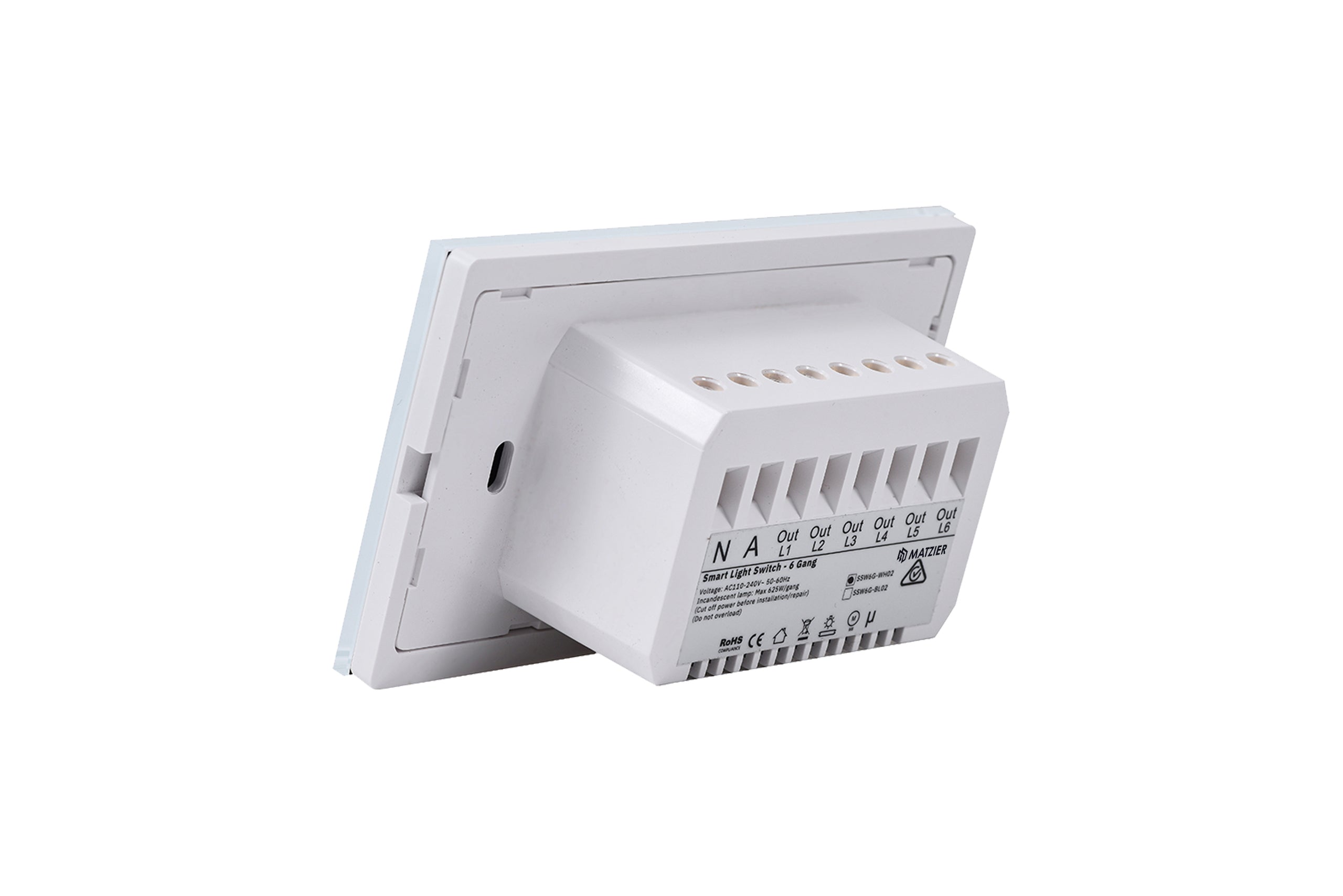 Touch Light Switch - 6 Gang Switch - Frost White