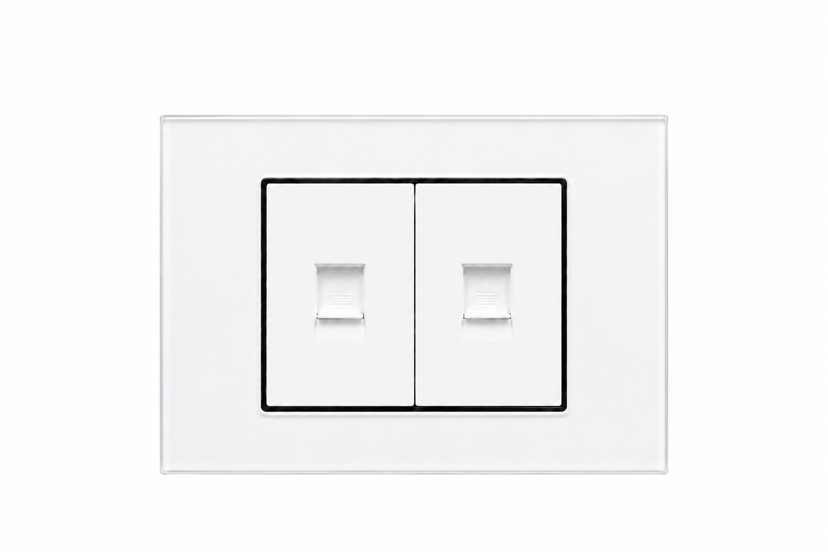 Matzier Dual Ethernet RJ45 Wall Socket | Premium Glass Outlet - Frost White