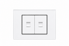 Matzier Dual Ethernet RJ45 Wall Socket | Premium Glass Outlet - Frost White