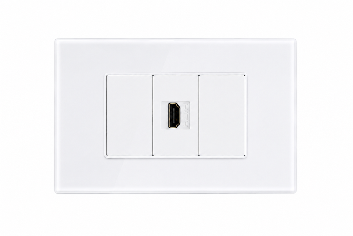 Matzier HDMI Wall Socket | Premium Glass Multimedia Outlet - Frost White