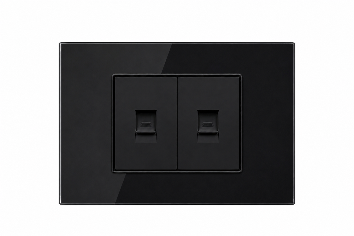 Dual Ethernet RJ45 Wall Socket | Premium Glass Outlet - Shadow Black