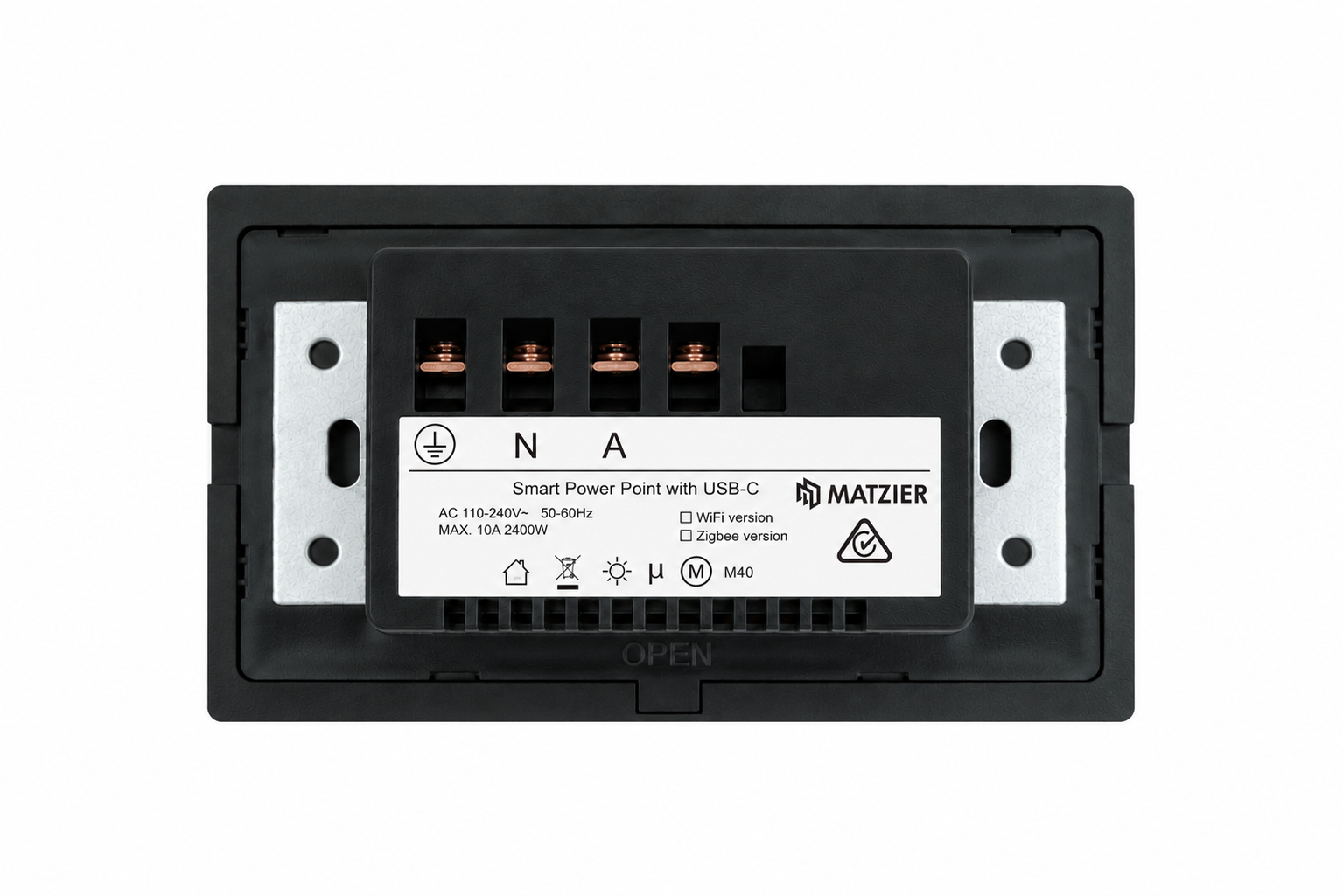 Smart Matter WiFi Power Point + USB-C 20W - Shadow Black (RGB Backlit Buttons)