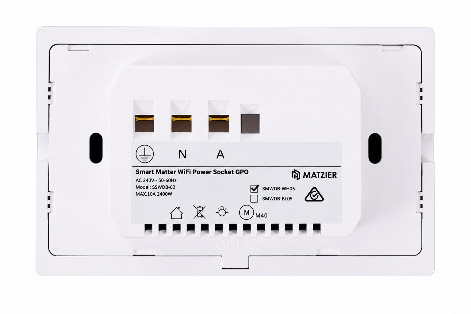 Smart Matter WiFi Power Socket GPO - Frost White (RGB Backlit Buttons)