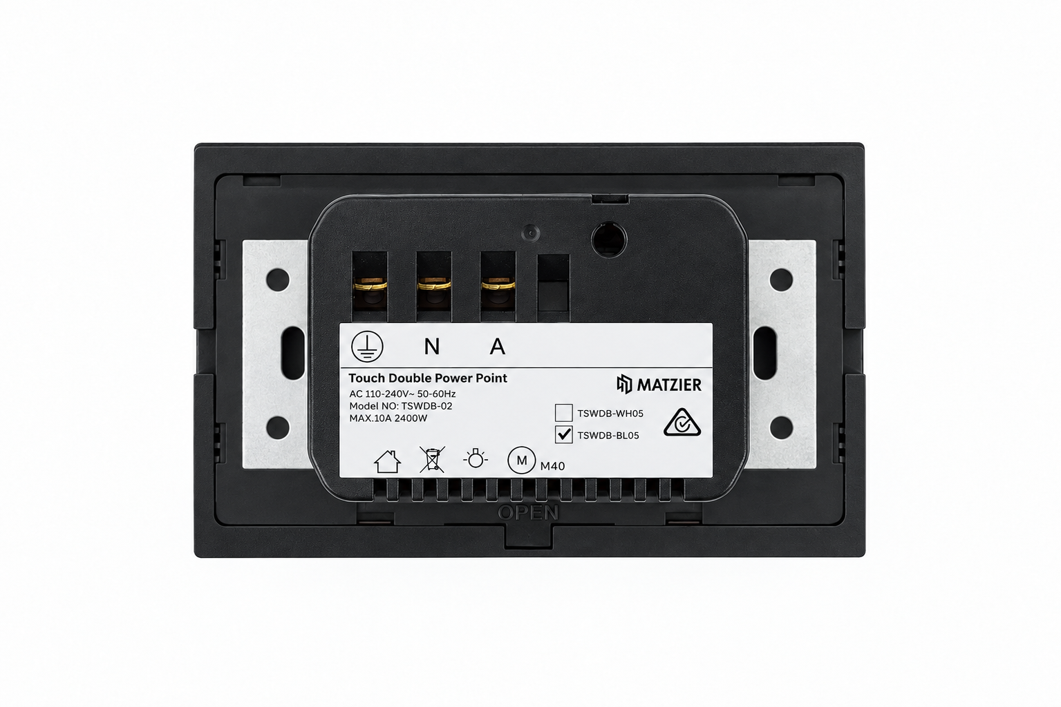 Touch Double Power Point | Touch Socket – Shadow Black