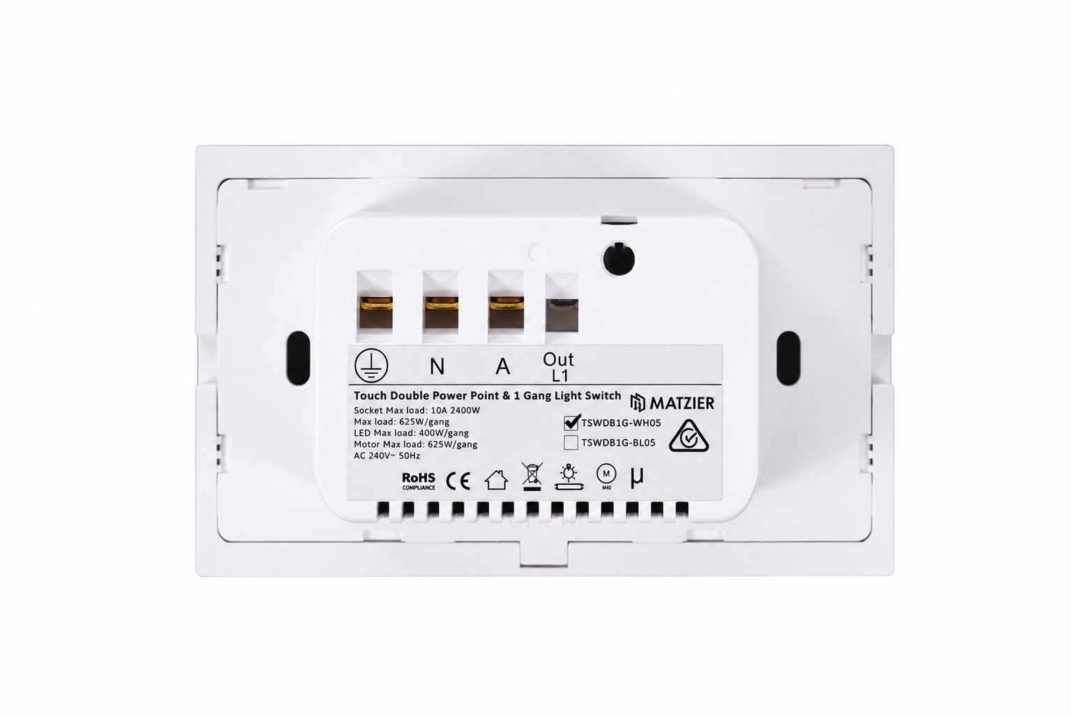 Touch Double Power Point + 1 Gang Light Switch | Touch Socket – Frost White