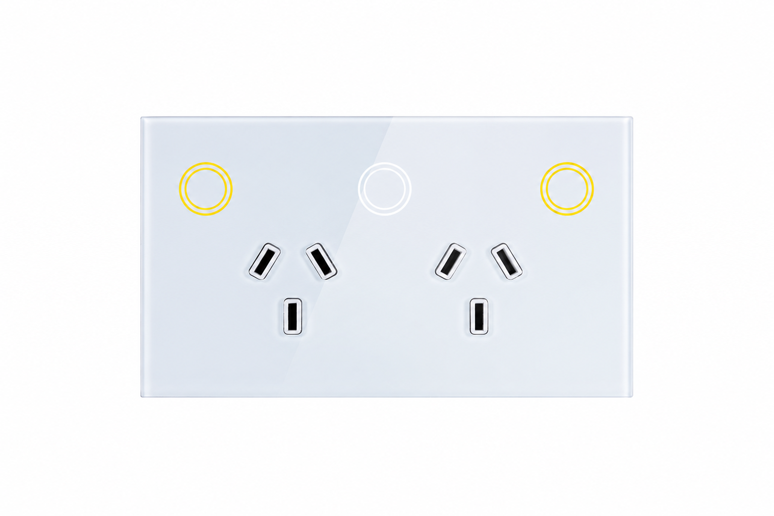 Touch Double Power Point + 1 Gang Light Switch | Touch Socket – Frost White