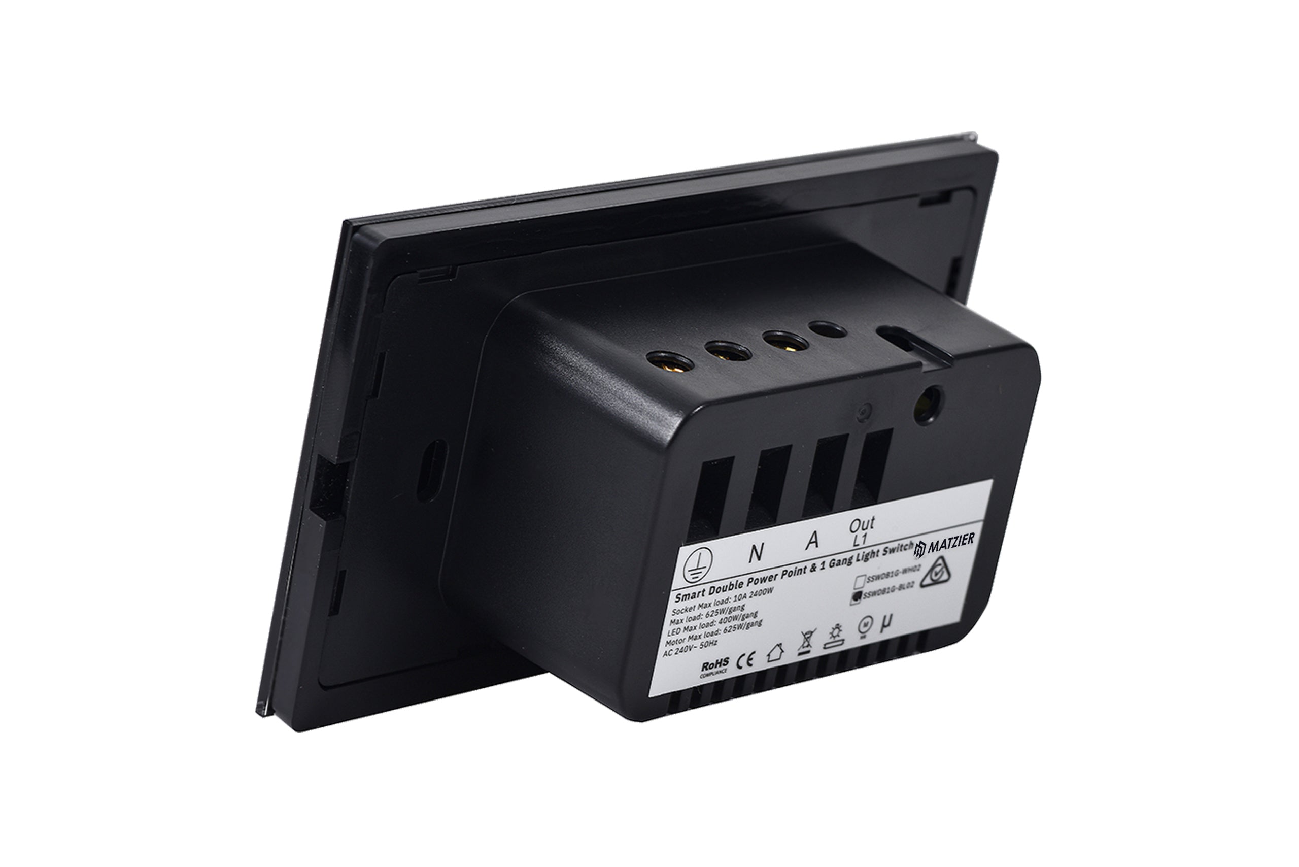 Smart WiFi Power Socket - GPO with 1 Gang Switch - Shadow Black