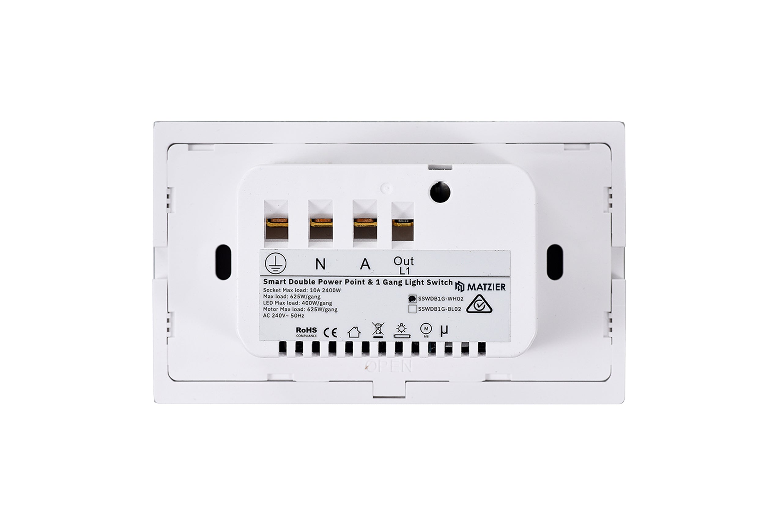 Smart WiFi Power Wall Socket GPO with 1 Gang Light Switch - Frost White