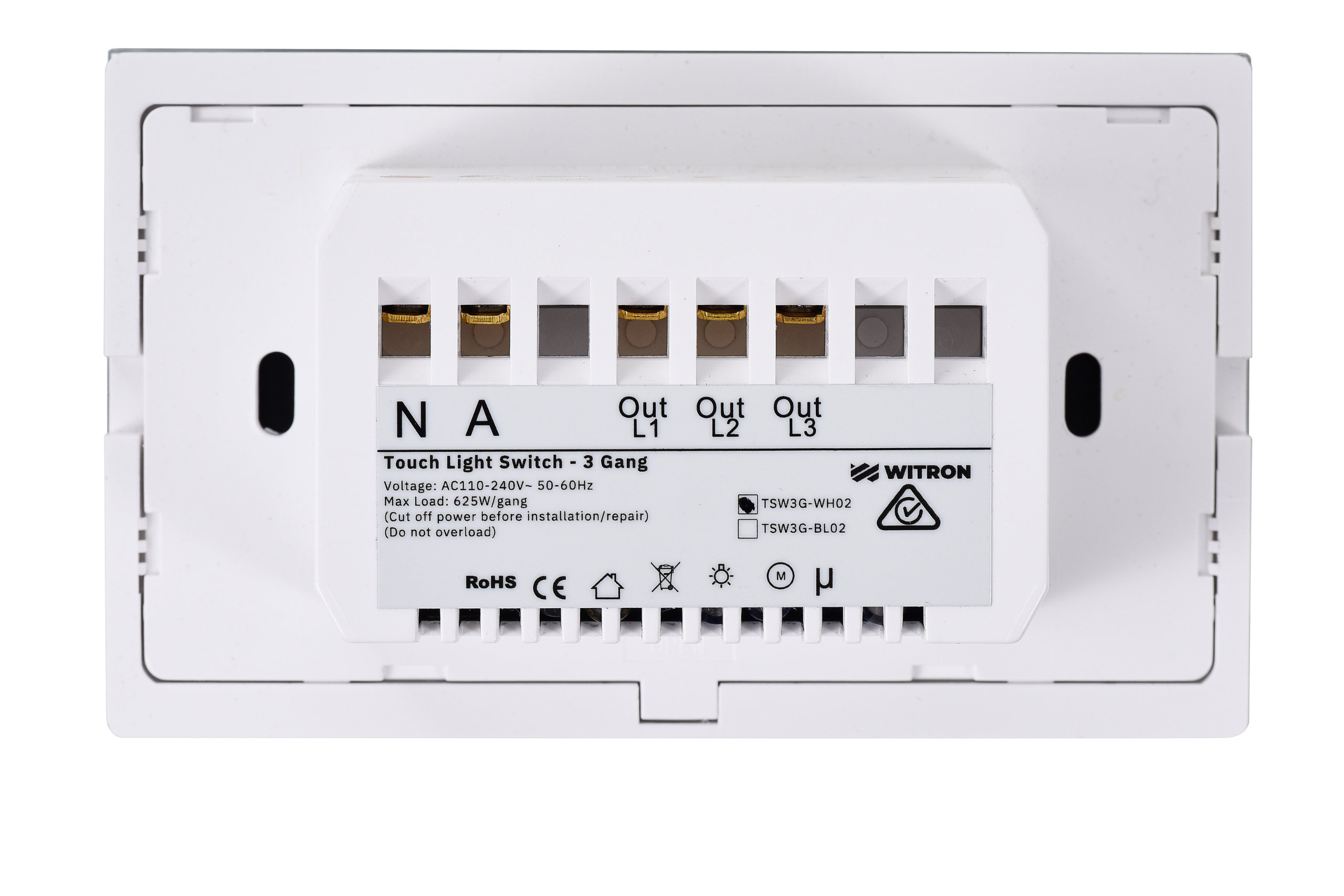 Touch Light Switch 3 Gang - Frost White