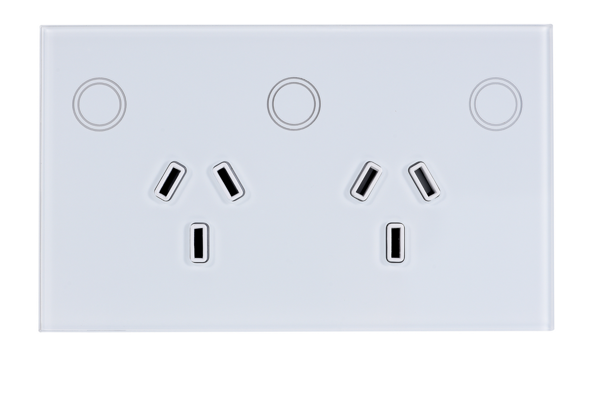 Touch Power Wall Socket GPO with 1 Gang Light Switch - Frost White
