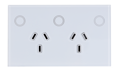 Touch Power Wall Socket GPO with 1 Gang Light Switch - Frost White