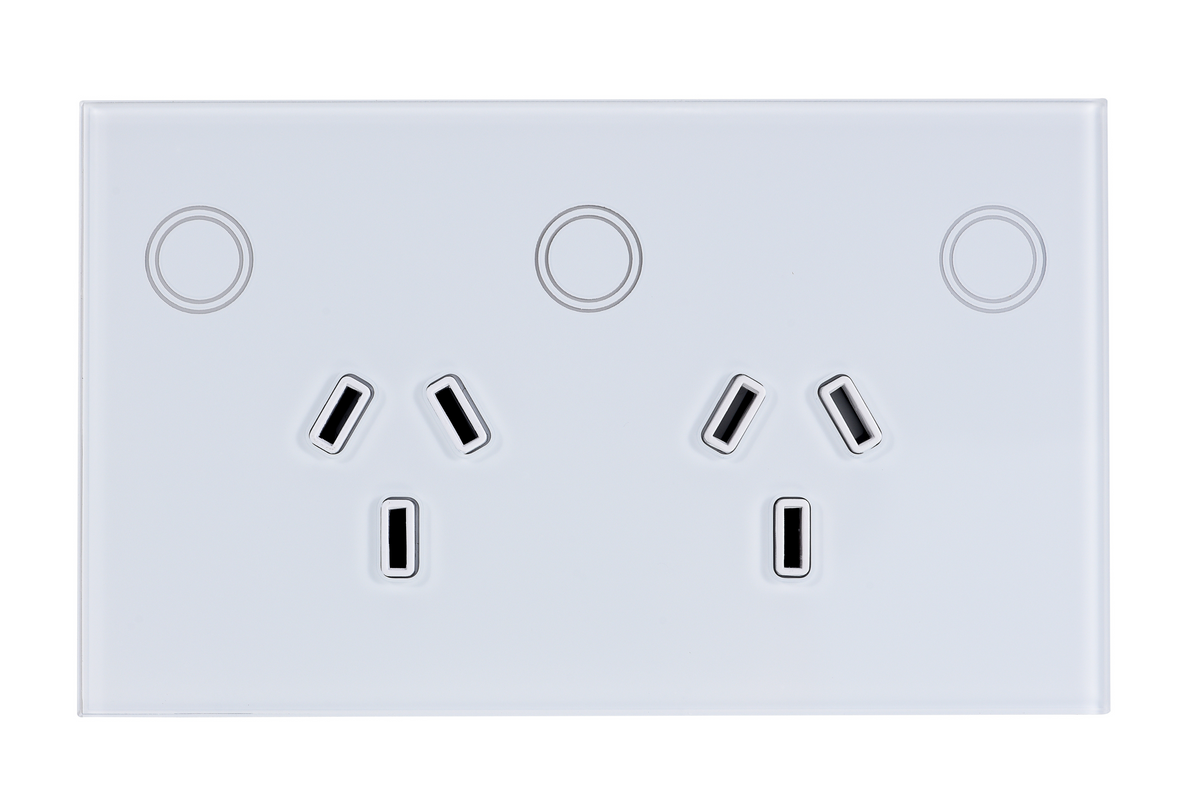 Smart WiFi Power Wall Socket GPO with 1 Gang Light Switch - Frost White