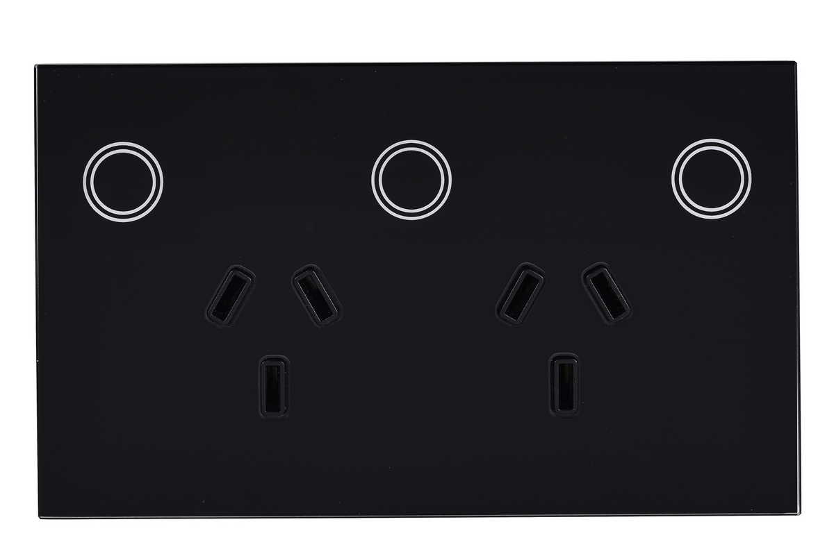 Smart WiFi Power Wall Socket GPO with 1 Gang Light Switch - Shadow Black