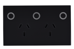 Smart WiFi Power Wall Socket GPO with 1 Gang Light Switch - Shadow Black