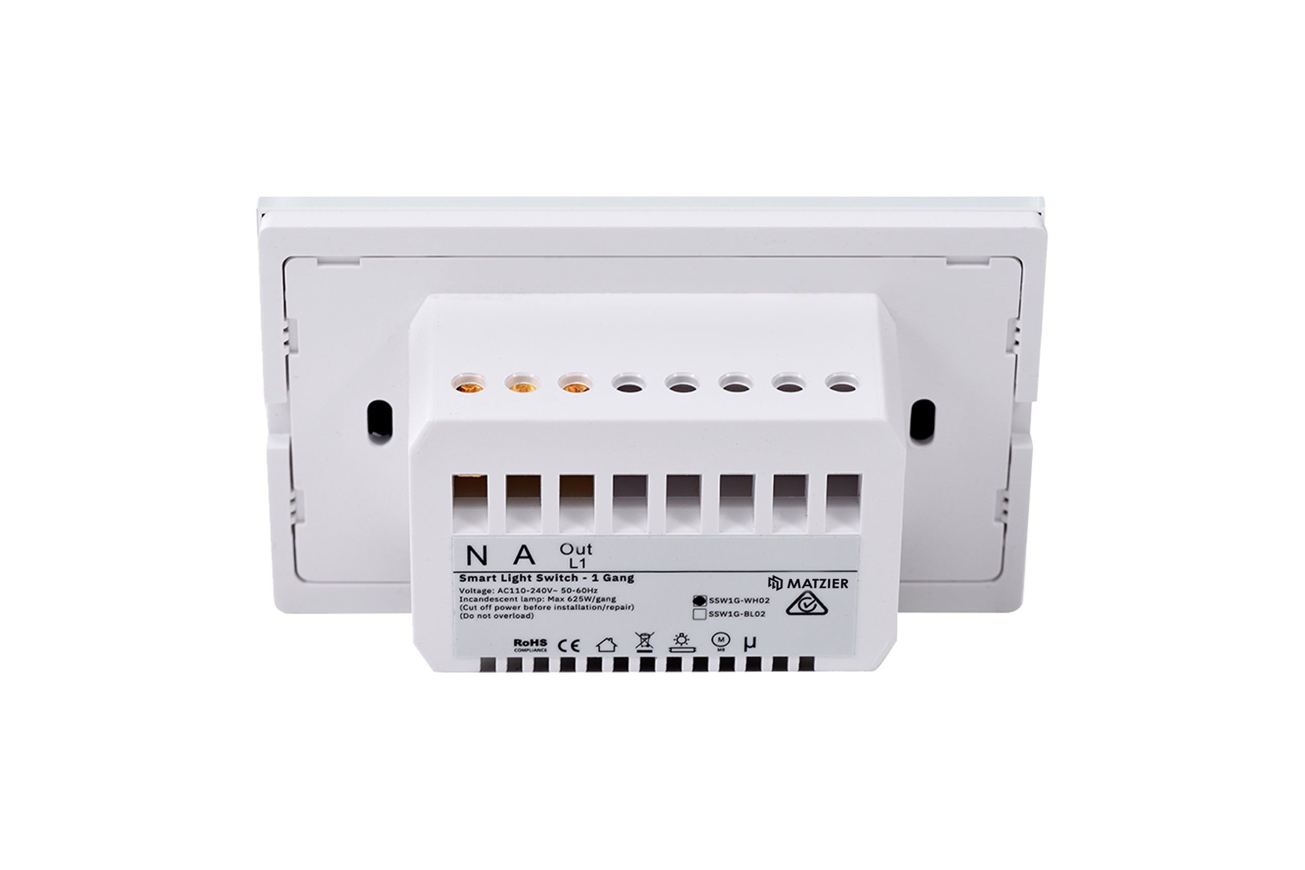 Smart Wifi Light Switch 1 Gang - Frost White - Matzier