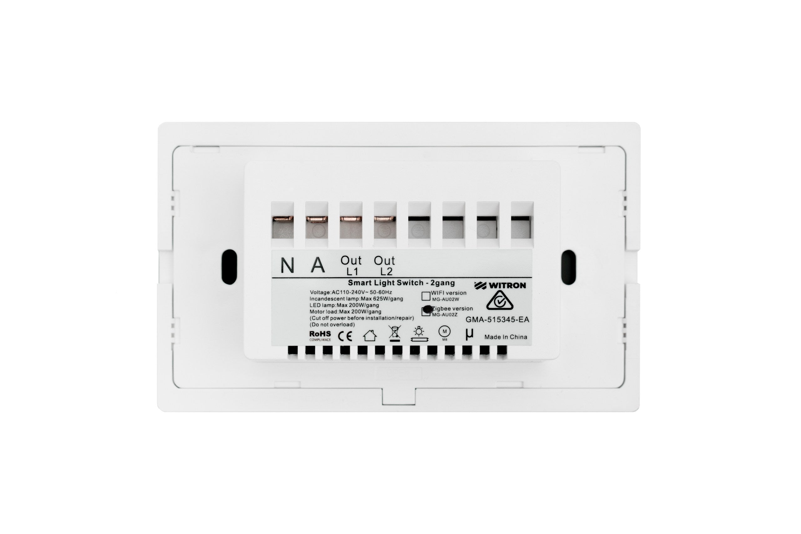 Smart Wifi Light Switch 2 Gang - Frost White - Matzier