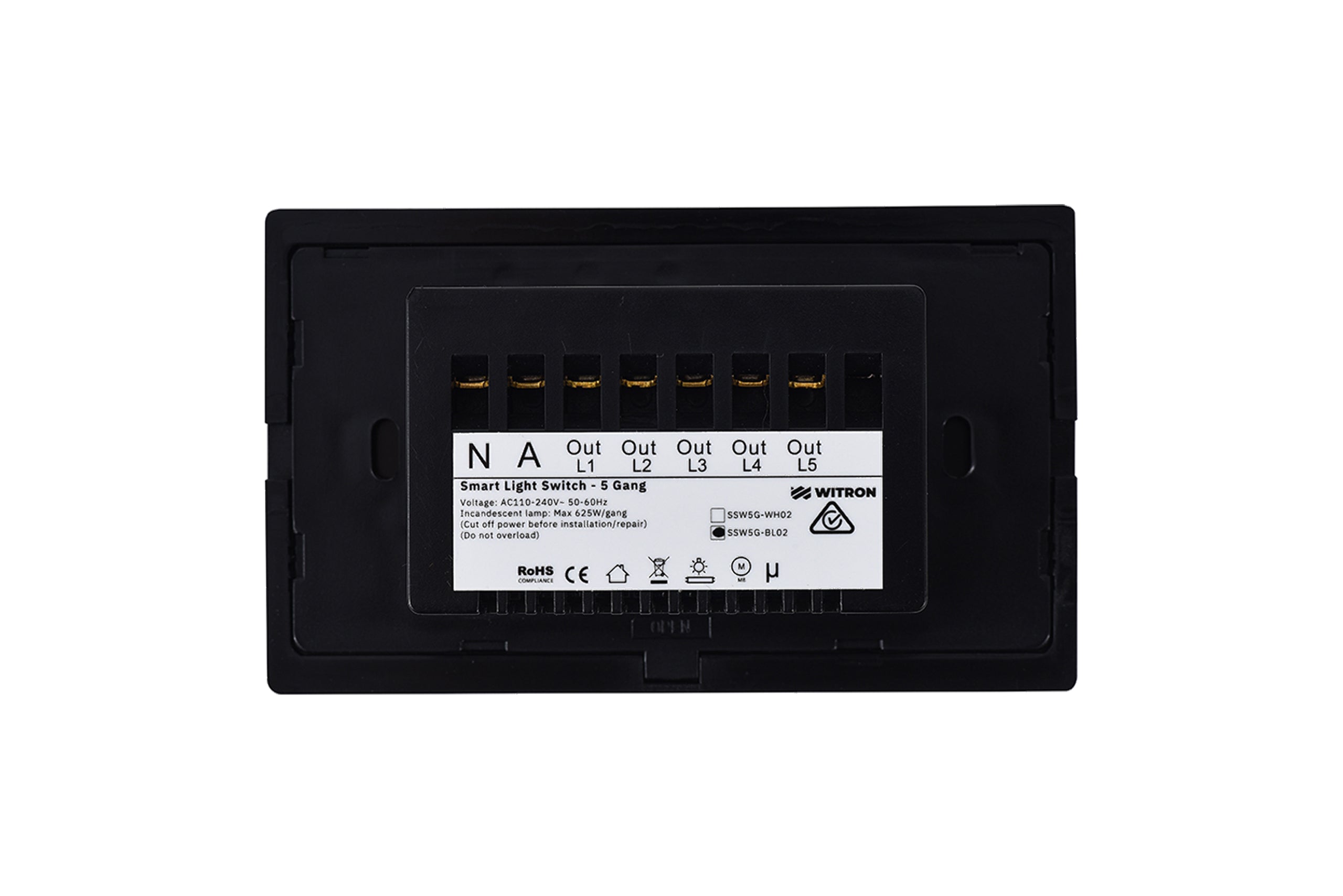 Smart Wifi Light Switch 5 Gang - Shadow Black - Matzier