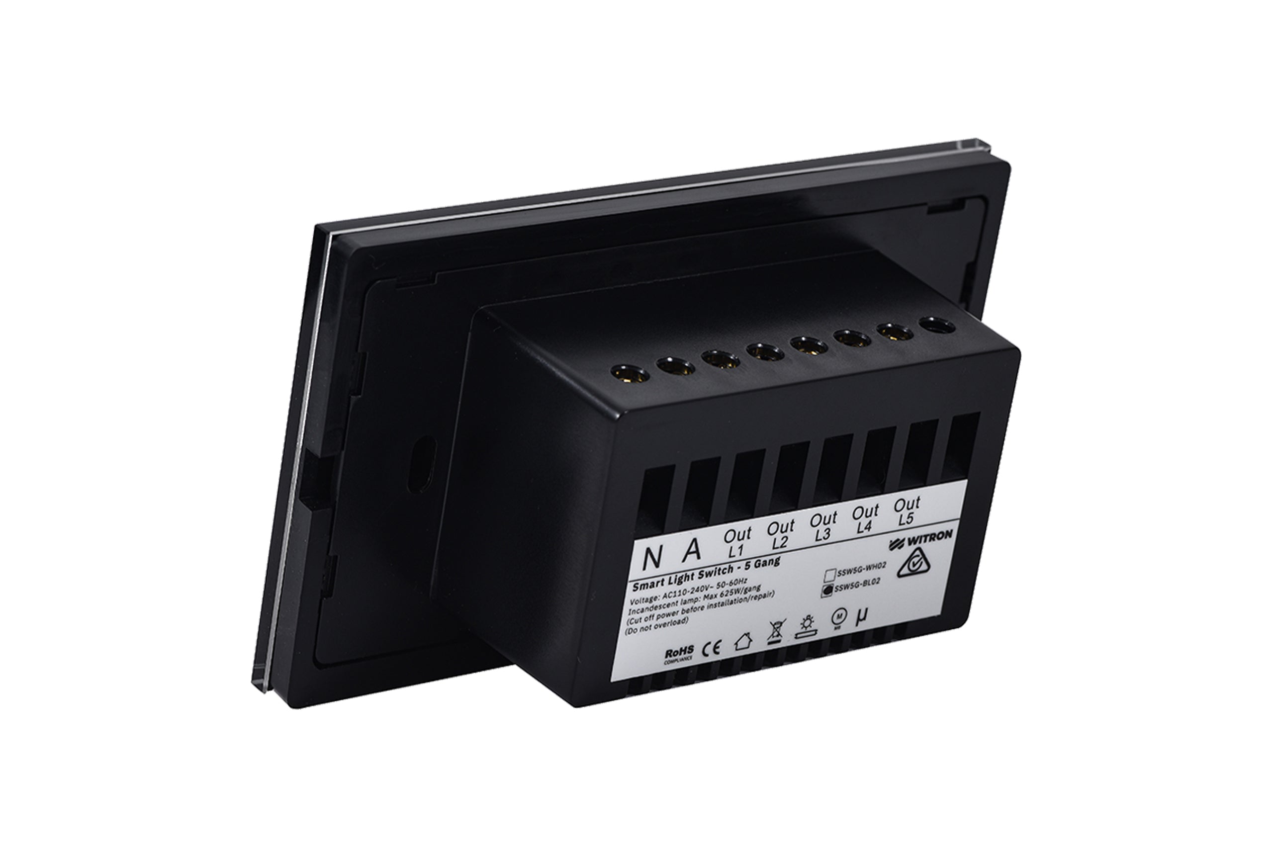 Smart Wifi Light Switch 5 Gang - Shadow Black - Matzier