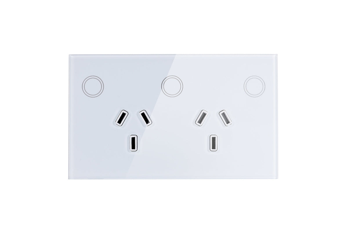 Smart WiFi Power Wall Socket GPO with 1 Gang Light Switch - Frost White - Matzier