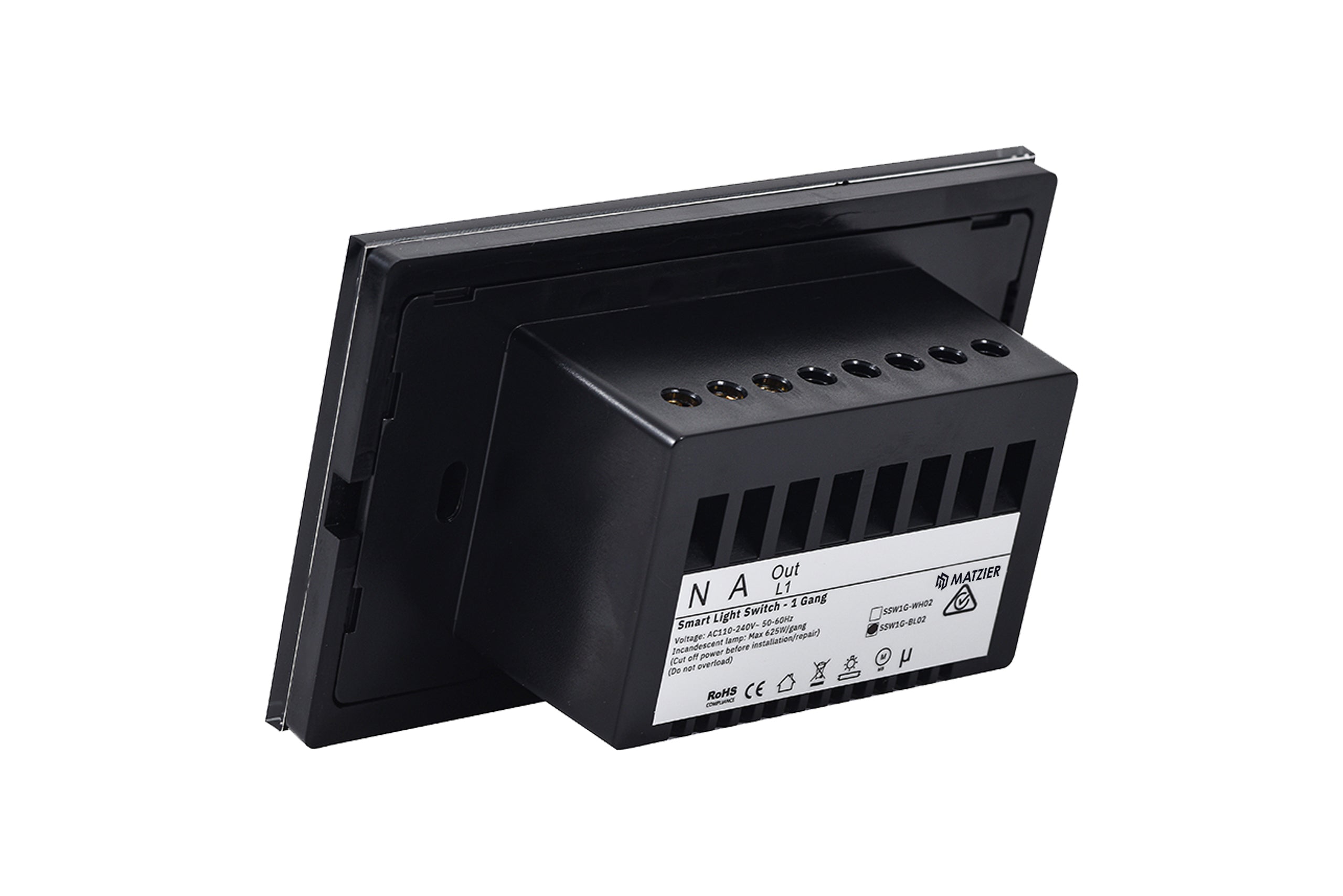 Touch Light Switch 1 Gang - Shadow Black - Matzier